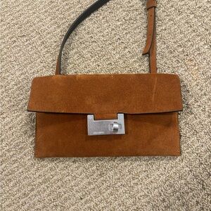 AllSaints Brown Suede Leather Shoulder Bag